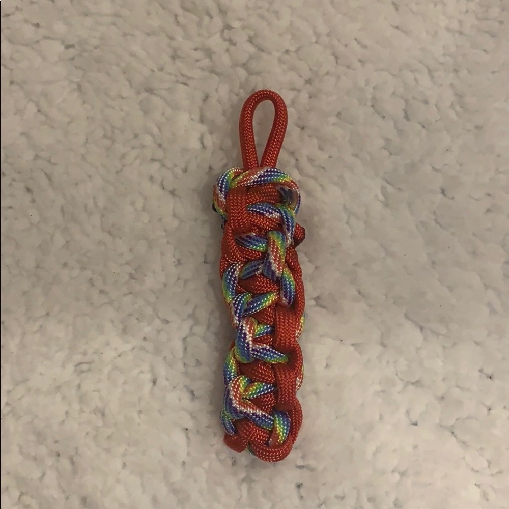 Red and rainbow keychain